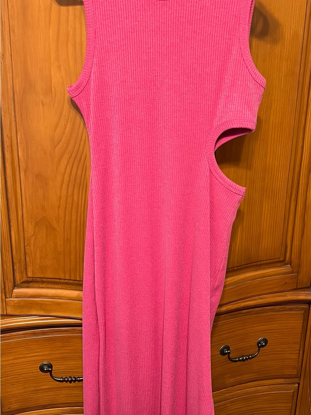 Tyche Hot Pink Sleeveless Asymmetrical Cutout Maxi Dress